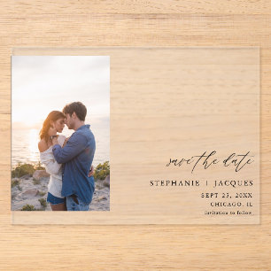Seitliches V-Foto Moderne Hochzeitseinladung zum V Acryleinladungen