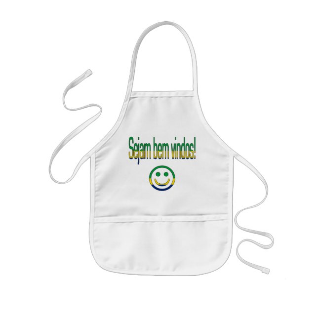 Sejam bem Vindos! Brasilien-Flaggen-Farben Kinderschürze (Vorne)