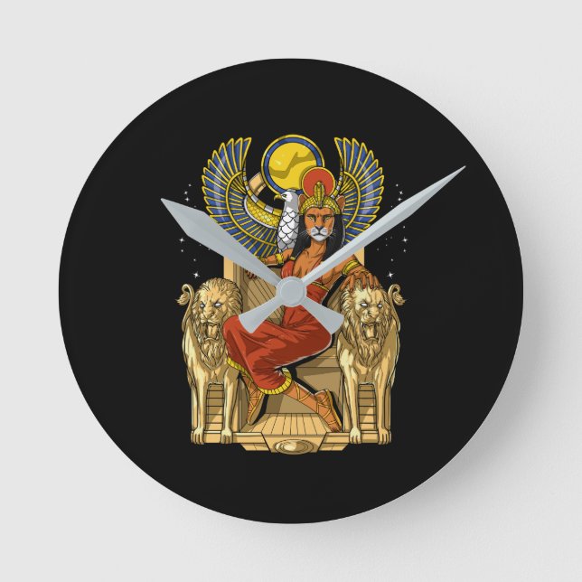 Sekhmet Egyptian Lioness Goddeß Runde Wanduhr (Vorderseite)
