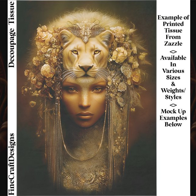 Sekhmet Lioness Goddess Portrait EW1 Decoupage Seidenpapier (Von Creator hochgeladen)