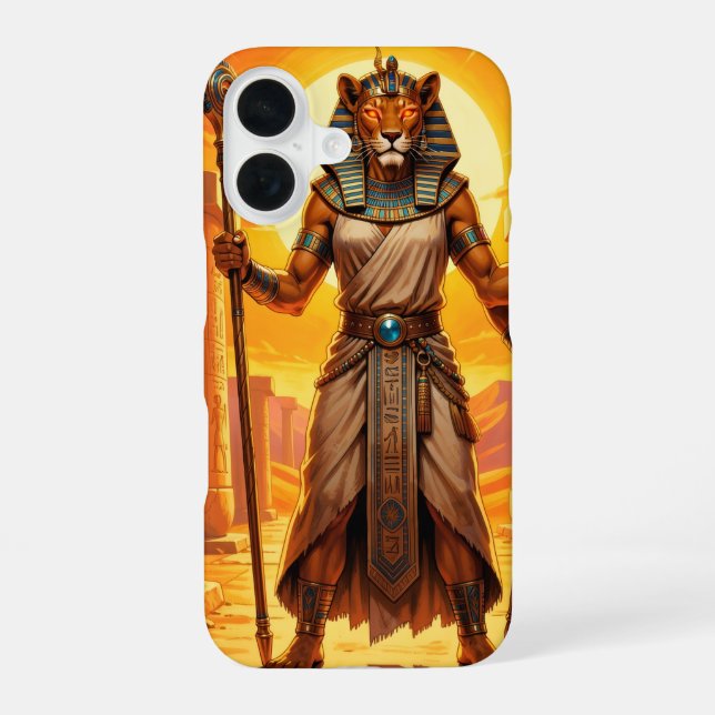 Sekhmet – Löwenköpfige Kriegsgöttin iPhone 16 Hülle (Rückseite)