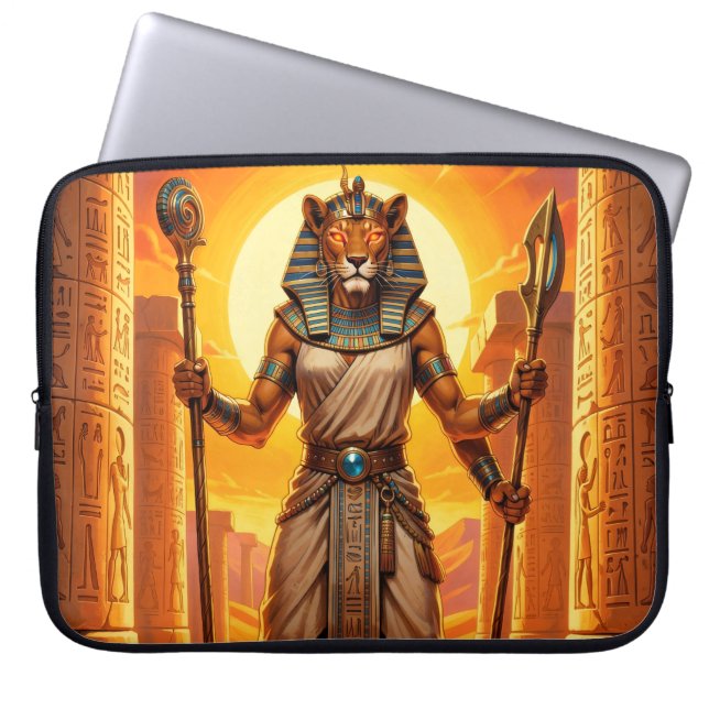 Sekhmet – Löwenköpfige Kriegsgöttin Laptopschutzhülle (Vorderseite)