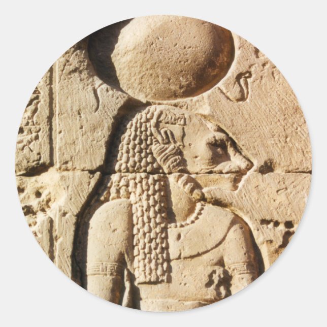 Sekhmet Löwin hieroglyphisch Runder Aufkleber (Vorderseite)