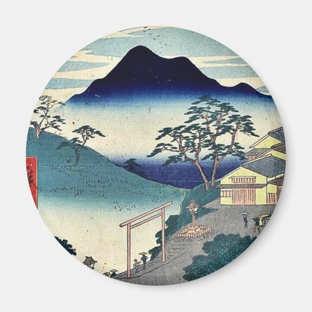 Seki von Ando, Hiroshige Ukiyoe Magnet (Vorne)