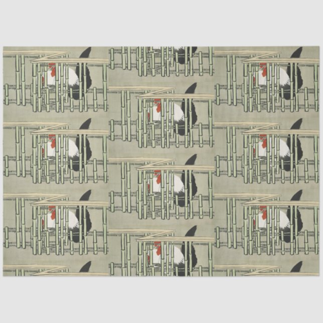 Sekka Roosters aus Momoyogusa japanische Kunst Seidenpapier (Vorderseite)