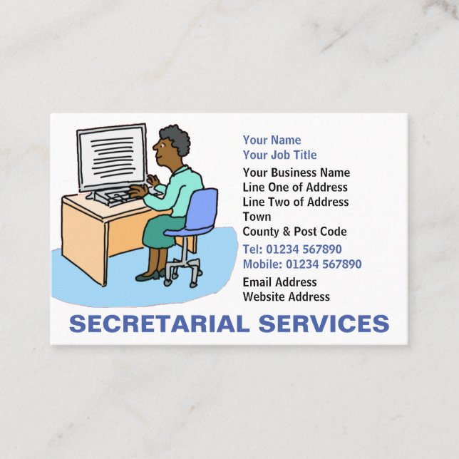 Sekretariatsdienste für Schwarze Visitenkarte (Vorderseite)