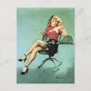 Sekretärin Pin Up Postkarte