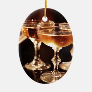 Sektglas goldener Toast Keramik Ornament