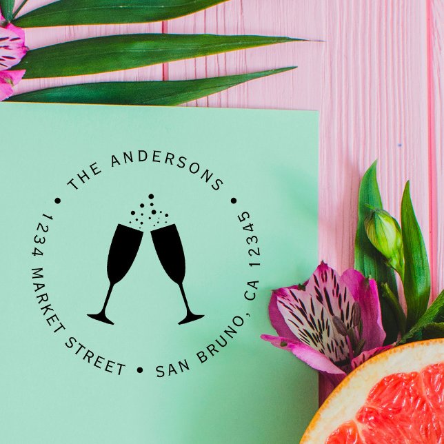 Sektgläser | Benutzerdefinierte Rücksendeadresse Gummistempel (Von Creator hochgeladen)