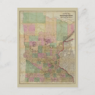 Sektionskarte von Minnesota (um 1860) Postkarte