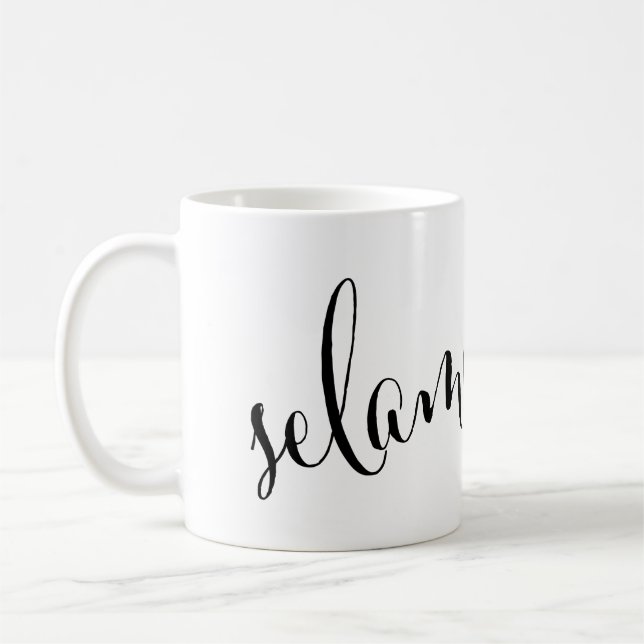 Selamat pagi Guten Morgen indonesische Tasse (Links)