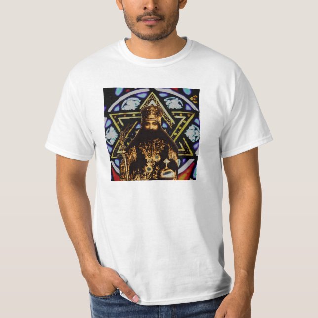 Selassie Davidsstern Hintergrund T-Shirt (Vorderseite)