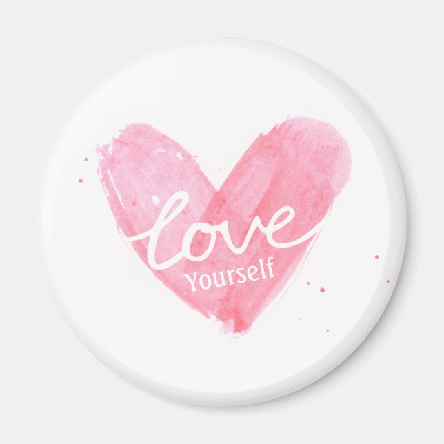 Selbst-Esteem-Liebe Sie selbst Typografie Herz Magnet (Vorne)