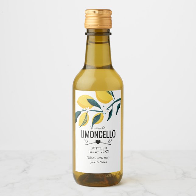 selbst gemachte Limoncello Gastgeschenk Hochzeit L Weinetikett (Vorderseite)