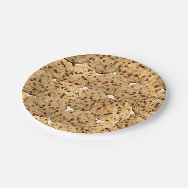 Selbst gemachte Schokoladensplitter-Plätzchen Pappteller (Schrägansicht)