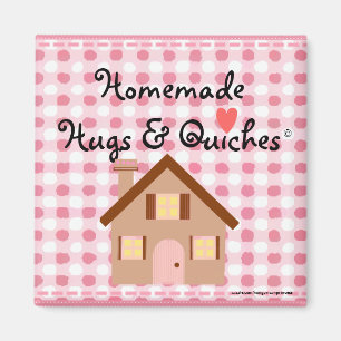 Selbst gemachte Umarmungs-rosa Gingham Magnet