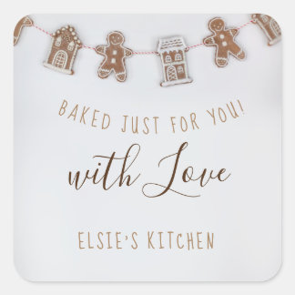 selbst gemachtes Cookie | Brot | Etikett für Backw Quadratischer Aufkleber