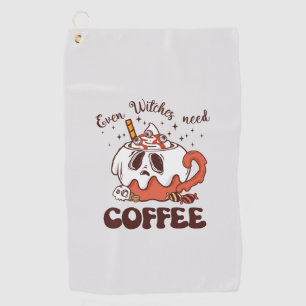 Selbst Hexen brauchen Kaffee Golfhandtuch