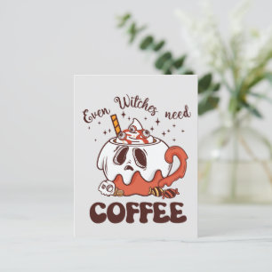 Selbst Hexen brauchen Kaffee Postkarte
