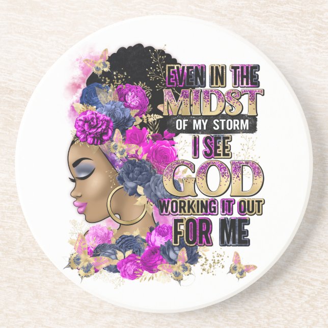 Selbst mitten in meinem Sturm sehe ich Gott arbeit Getränkeuntersetzer (Vorne)