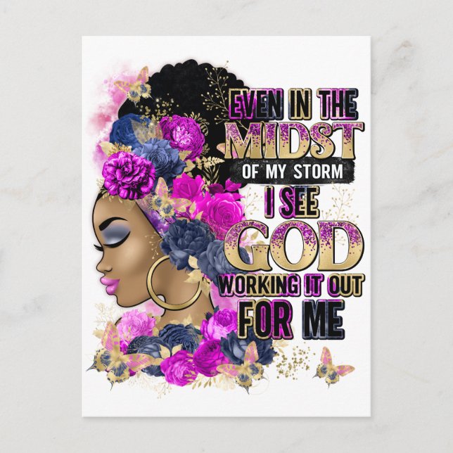 Selbst mitten in meinem Sturm sehe ich Gott arbeit Postkarte (Vorderseite)