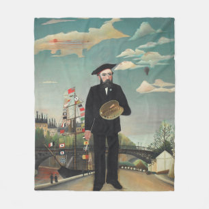Selbst: Porträt – Landschaft, Henri Rousseau 1890 Fleecedecke