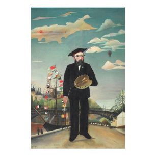 Selbst: Porträt – Landschaft, Henri Rousseau 1890 Fotodruck