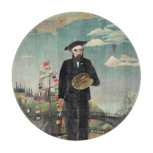 Selbst: Porträt – Landschaft, Henri Rousseau 1890 Schneidebrett