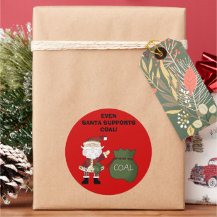 SELBST SANTA UNTERSTÜTZT KOHLE! RUNDER AUFKLEBER