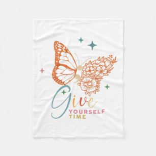 Selbst Zeit Blume Schmetterling Psychische Gesundh Fleecedecke