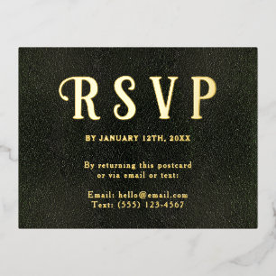 Selbstadressierte RSVP Vintage Dunkelgrün Gold Folien Feiertagspostkarte