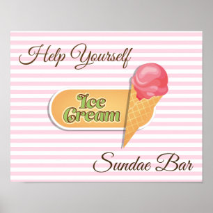 Selbstbedienungs-Eisbecher-Bar-Poster-Schild Poster
