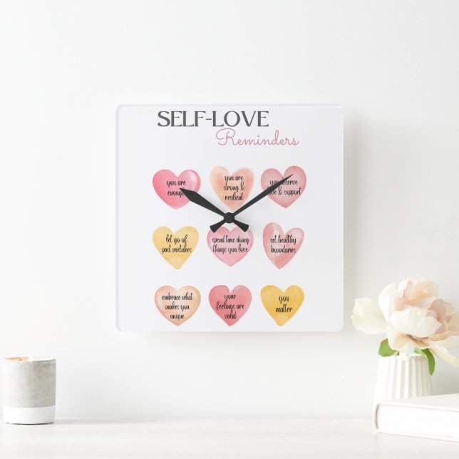 Selbstbestätigung der Liebe notiert Wall Clock Quadratische Wanduhr (Zuhause)