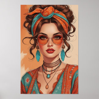 Selbstbewusste Boho-Frau Poster