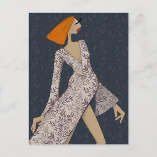 Selbstbewusste Frau Elegante Glamour-Mode-Kunst-Po Postkarte