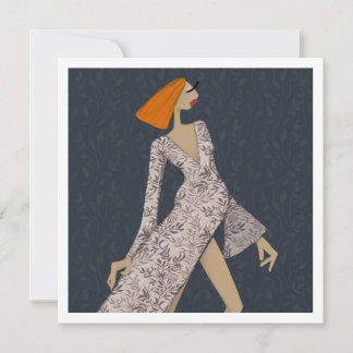 Selbstbewusste Frau Elegante Glamour-Modekunstkart Einladung