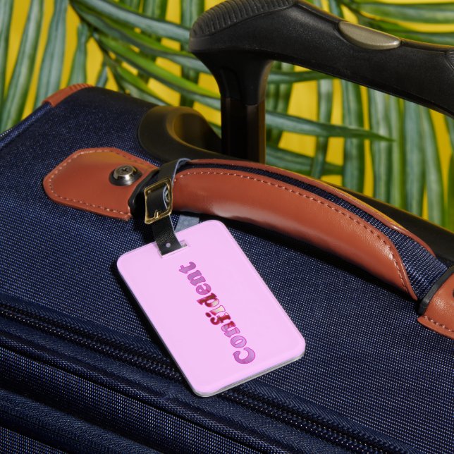 Selbstbewusste rosa personalisierte Gepäckanhänger (Vorderseite Insitu 1)