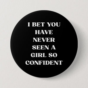 Selbstbewusstes Mädchen Zitat Schwarz Zitat, Femin Button