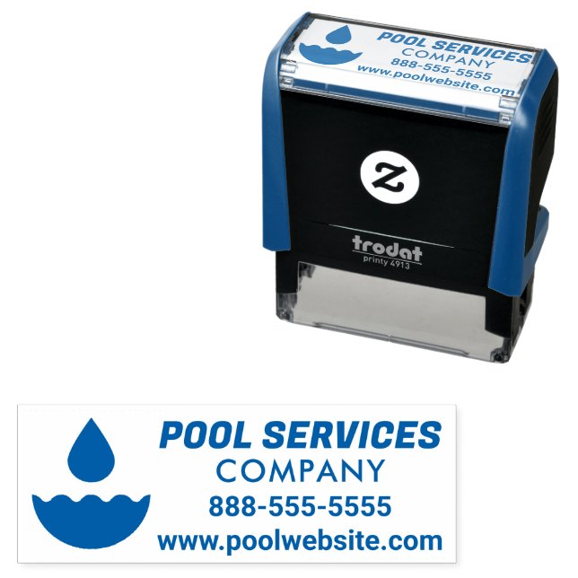 Selbstfarbige Briefmarke von Pool Services Permastempel (Beispiel)