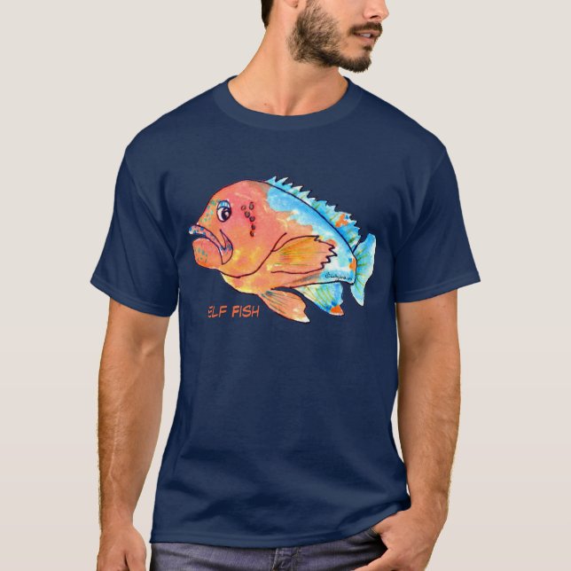 Selbstfisch-Cartoon-Barsch-T - Shirt (Vorderseite)