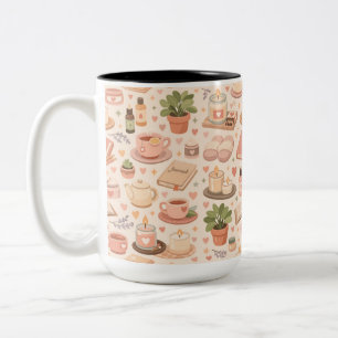 Selbstfürsorge-Ästhetik-Muster Zweifarbige Tasse