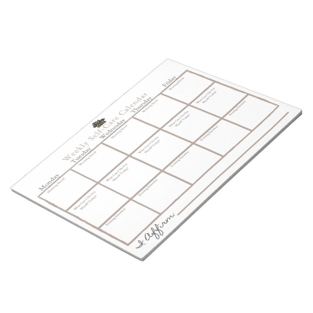 Selbstfürsorge-Kalender Notizblock (angewinkelt)
