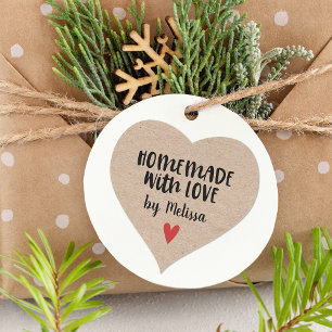 Selbstgemacht mit Liebe Kraft Personalized Herz-Aufkleber