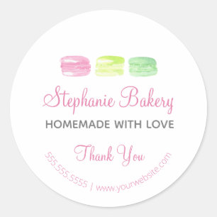 Selbstgemacht mit Liebe Macarons Bäckerei Danke Runder Aufkleber