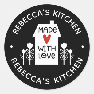 Selbstgemacht mit Liebe Runder Aufkleber