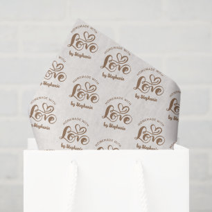 Selbstgemacht mit Liebe von Name Script Brown Seidenpapier
