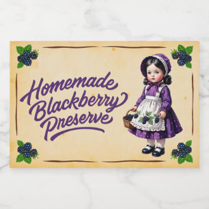 Selbstgemachte Brombeerkonfitüre - Vintage Lebensmitteletikett