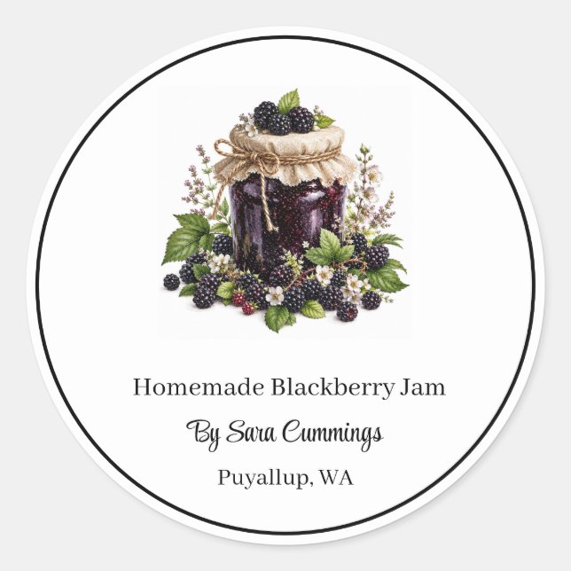 Selbstgemachte Brombeermarmelade-Aufkleber Runder Aufkleber (Vorderseite)