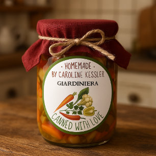 Selbstgemachte eingelegte Giardiniera-Etiketten fü Runder Aufkleber