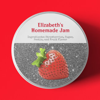 Selbstgemachte Erdbeer-Marmelade Custom Sparkle Si Runder Aufkleber